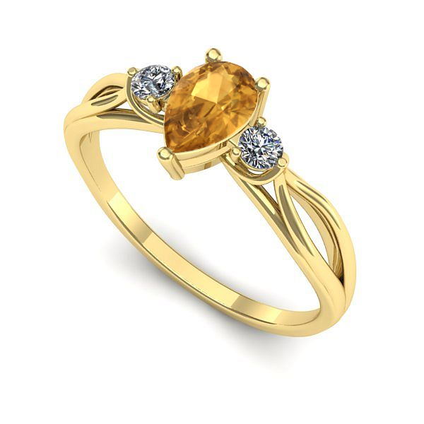 Inel de logodna din aur galben cu citrin