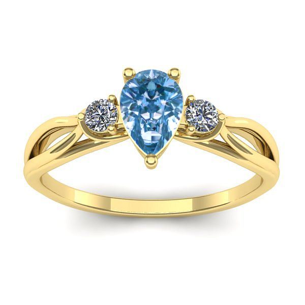 Inel de logodna cu diamant de laborator albastru lacrima