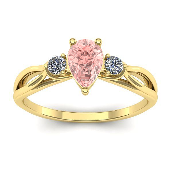 Inel cu diamant de laborator roz lacrima