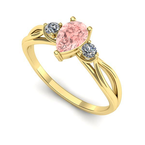 Inel de logodna din aur galben cu diamant de laborator roz