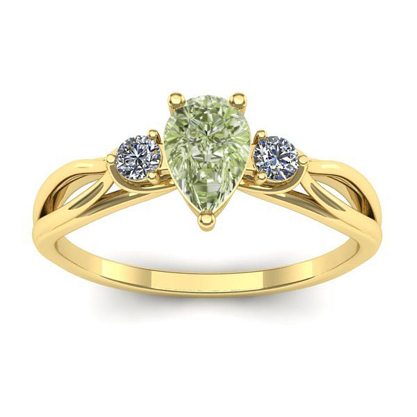 Inel de logodna cu diamant de laborator verde lacrima