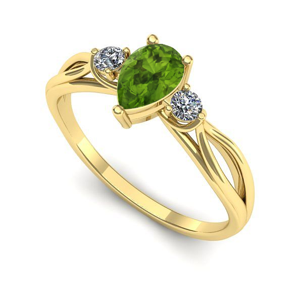 Inel logodna din aur galben cu peridot