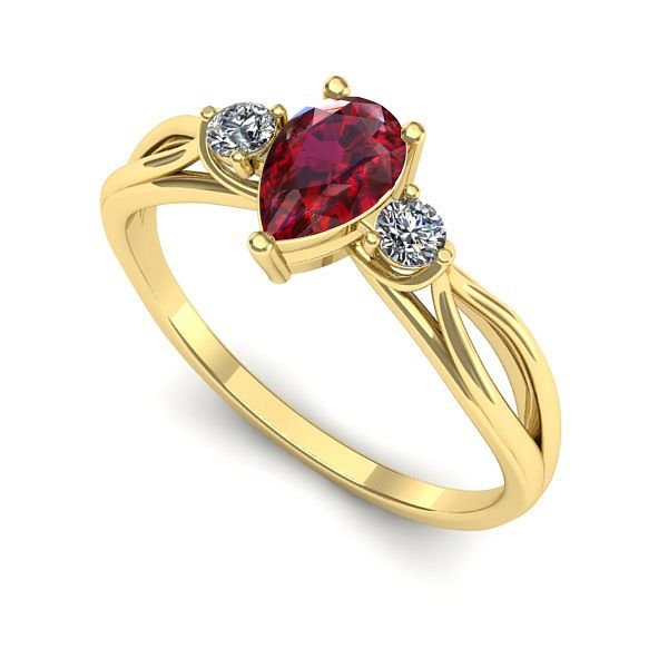 Inel logodna din aur galben cu rubin