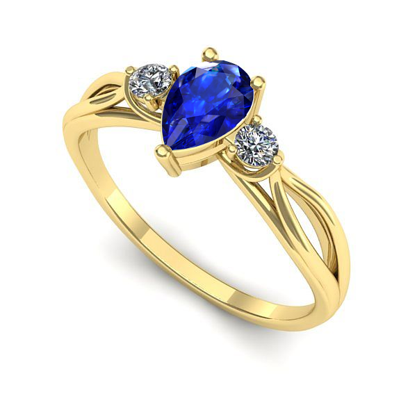 Inel logodna din aur galben cu safir