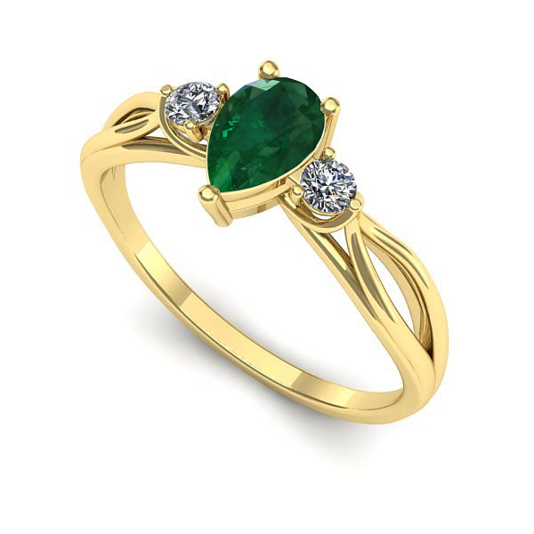 Inel din aur galben cu smarald