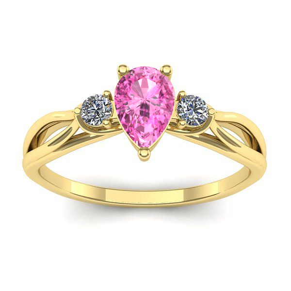 Inel de logodna cu safir roz lacrima