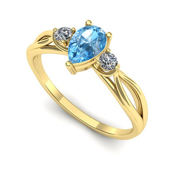 Inel din aur galben cu topaz blue