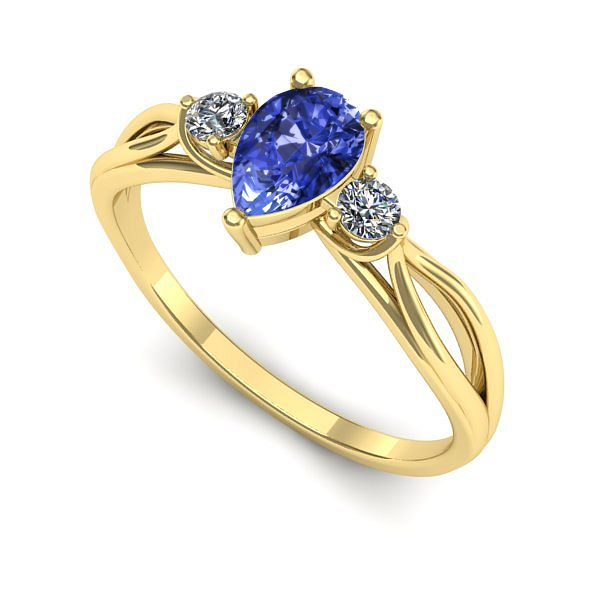 Inel de logodna din aur galben cu tanzanit