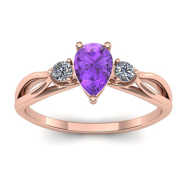 Inel de logodna cu ametist lacrima