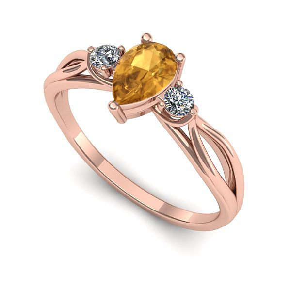 Inel logodna din aur roz cu citrin