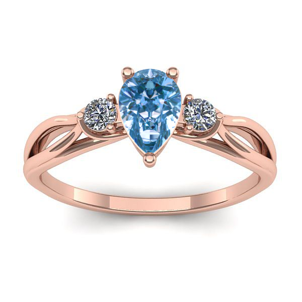 Inel logodna cu diamant de laborator albastru lacrima