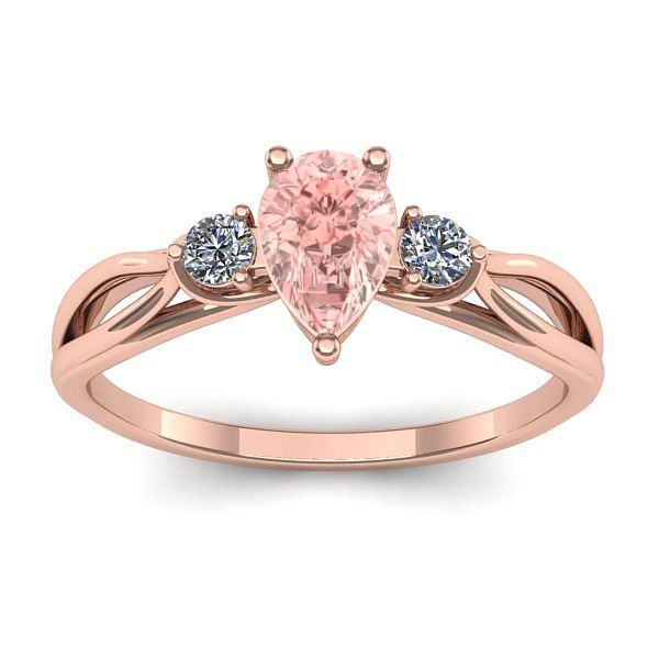Inel logodna cu diamant de laborator roz lacrima