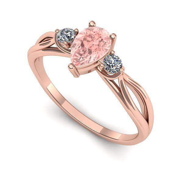 Inel din aur roz cu diamant de laborator roz