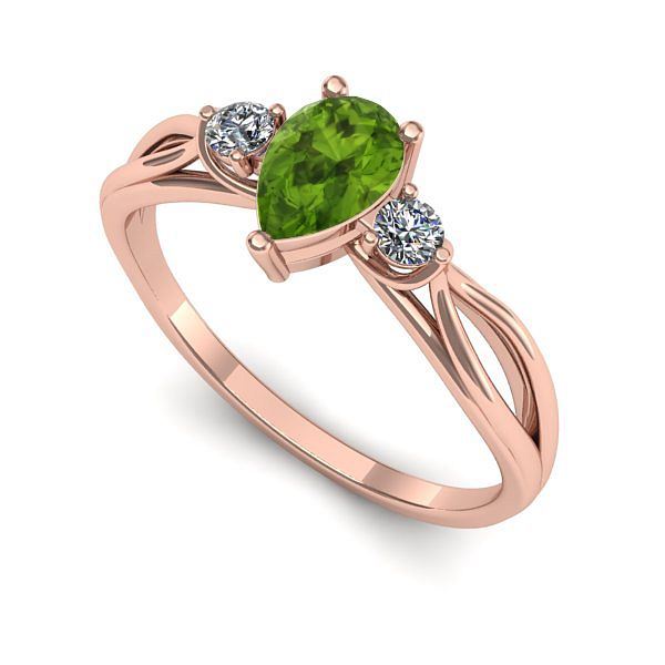Inel de logodna din aur roz cu peridot