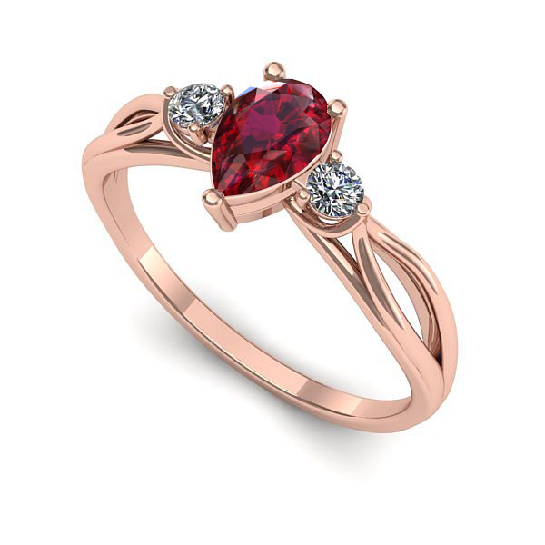 Inel logodna din aur roz cu rubin