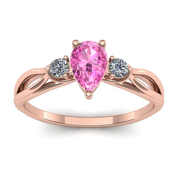 Inel logodna cu safir roz lacrima