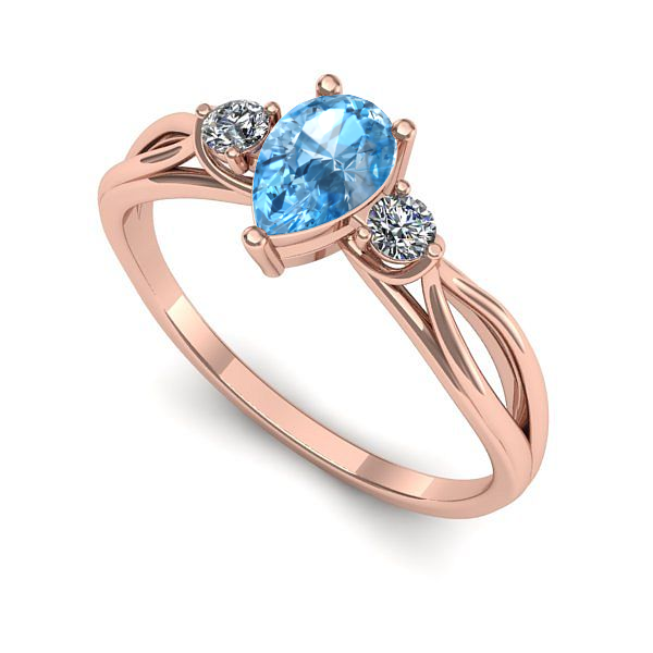 Inel logodna din aur roz cu topaz blue