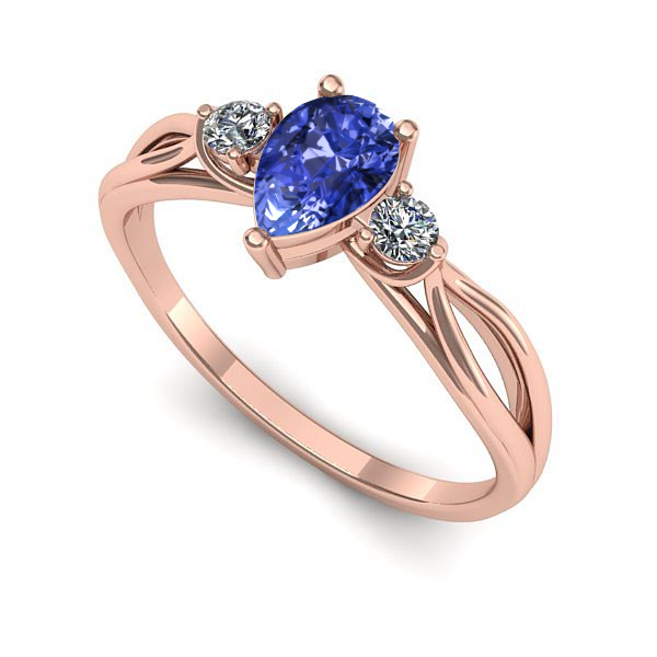 Inel logodna din aur roz cu tanzanit