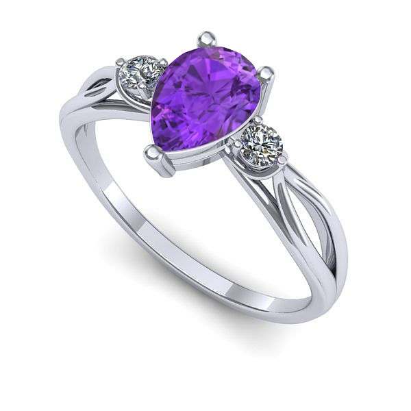 Inel logodna din aur alb cu ametist