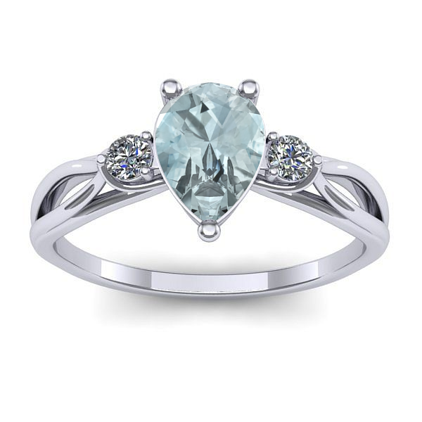 Inel de logodna cu aquamarin lacrima