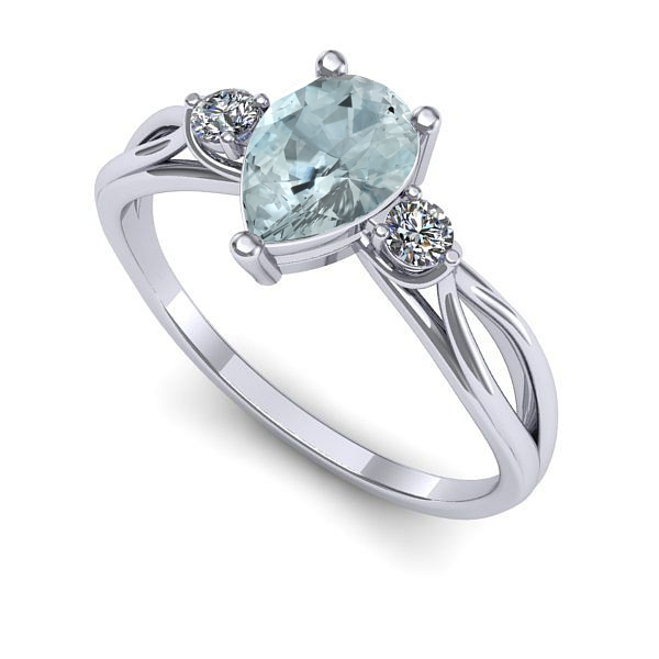 Inel de logodna din aur alb cu aquamarin
