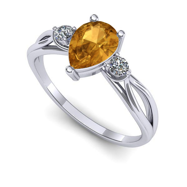 Inel de logodna din aur alb cu citrin