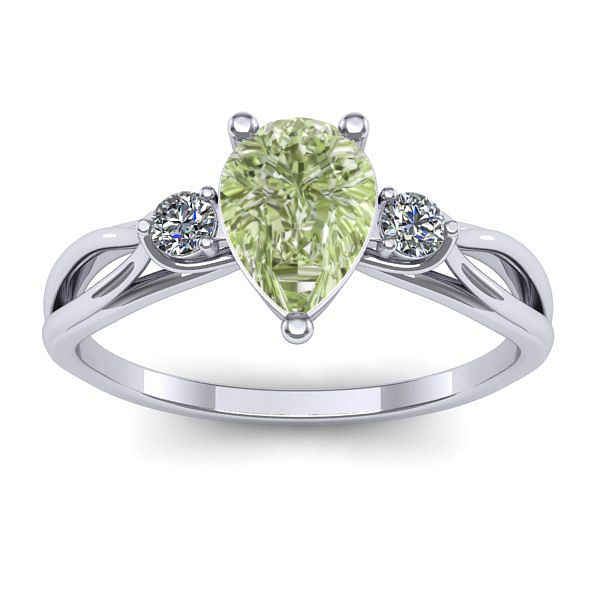 Inel de logodna cu diamant de laborator verde lacrima