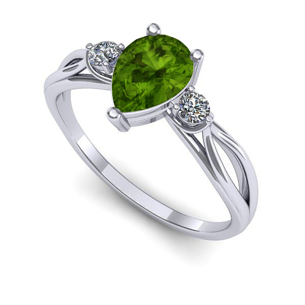 Inel logodna din aur alb cu peridot