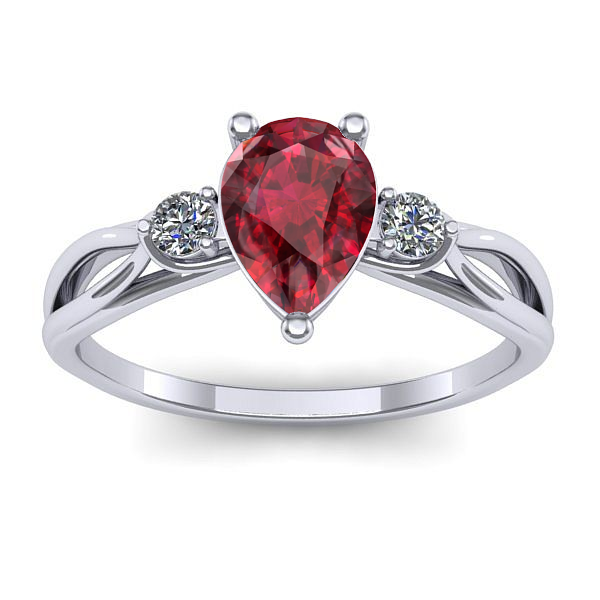 Inel logodna cu rubin lacrima
