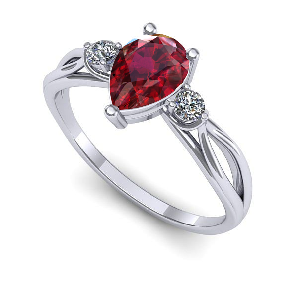 Inel din aur alb cu rubin