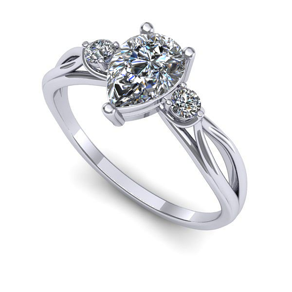 Inel din aur alb cu diamant de laborator