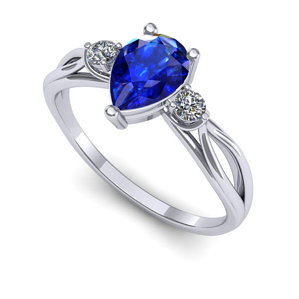 Inel din aur alb cu safir