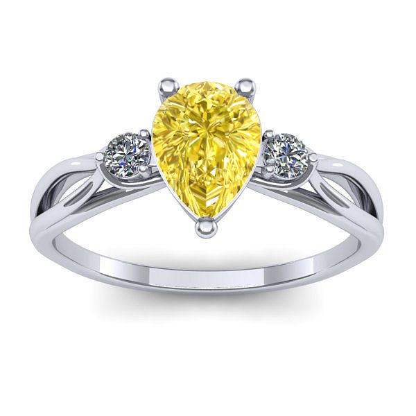 Inel logodna cu safir galben lacrima