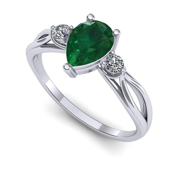 Inel din aur alb cu smarald