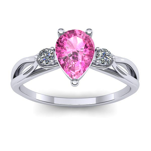 Inel logodna cu safir roz lacrima