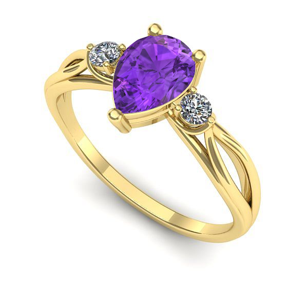 Inel de logodna din aur galben cu ametist