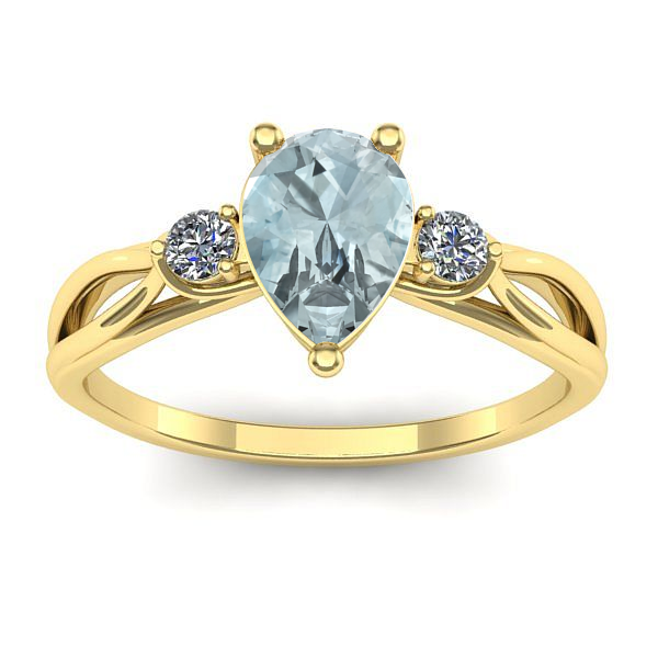 Inel de logodna cu aquamarin lacrima
