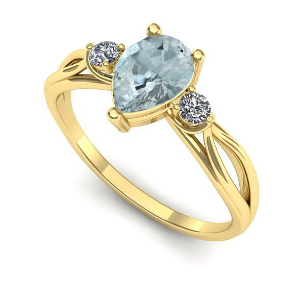 Inel din aur galben cu aquamarin