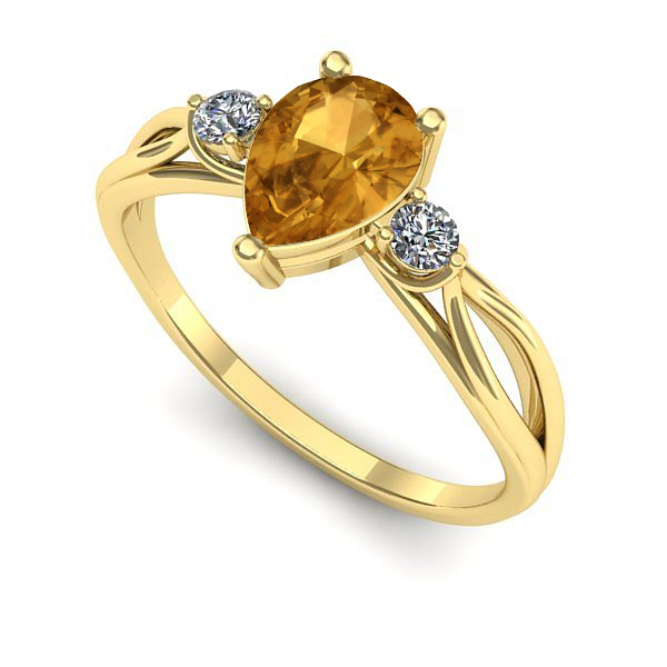 Inel de logodna din aur galben cu citrin