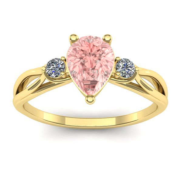 Inel cu diamant de laborator roz lacrima