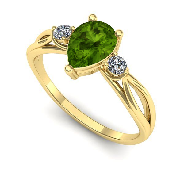 Inel din aur galben cu peridot