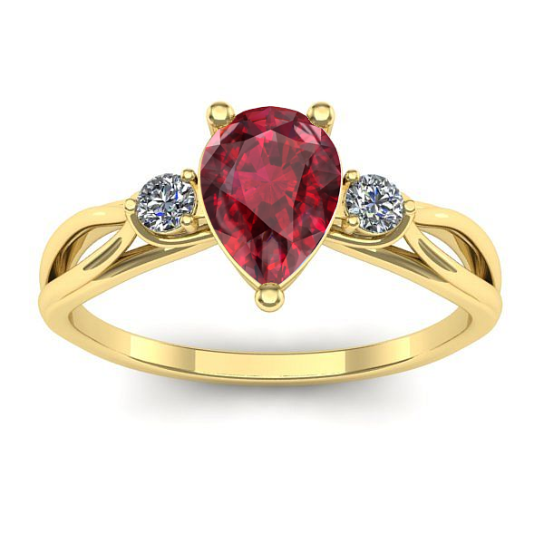 Inel logodna cu rubin lacrima
