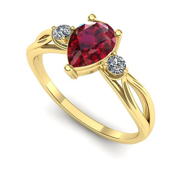Inel de logodna din aur galben cu rubin
