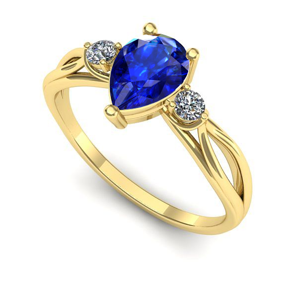 Inel logodna din aur galben cu safir