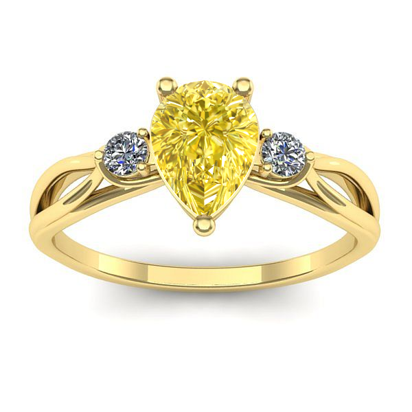 Inel logodna cu safir galben lacrima