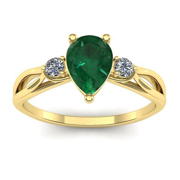 Inel logodna cu smarald lacrima