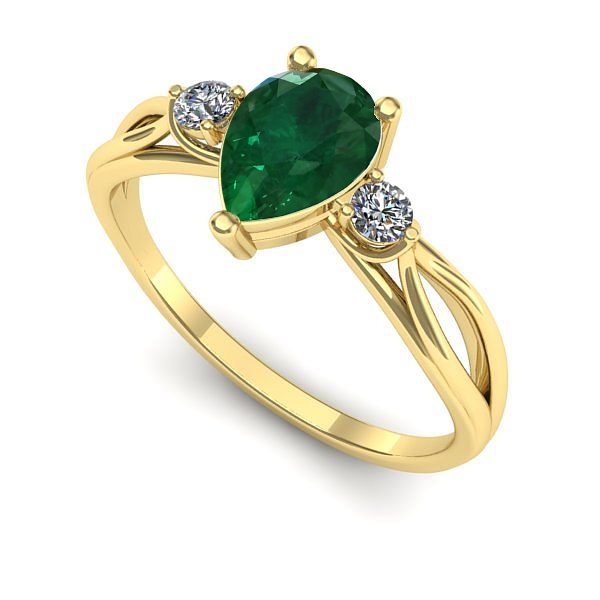 Inel de logodna din aur galben cu smarald