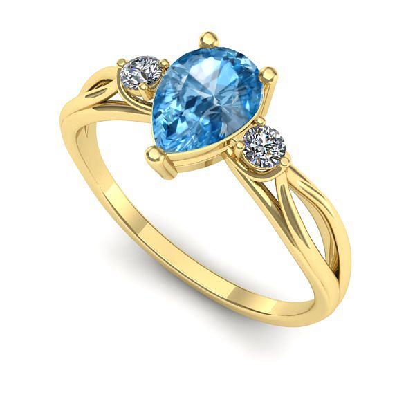 Inel din aur galben cu topaz blue