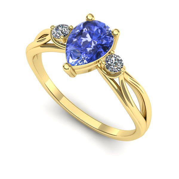 Inel de logodna din aur galben cu tanzanit