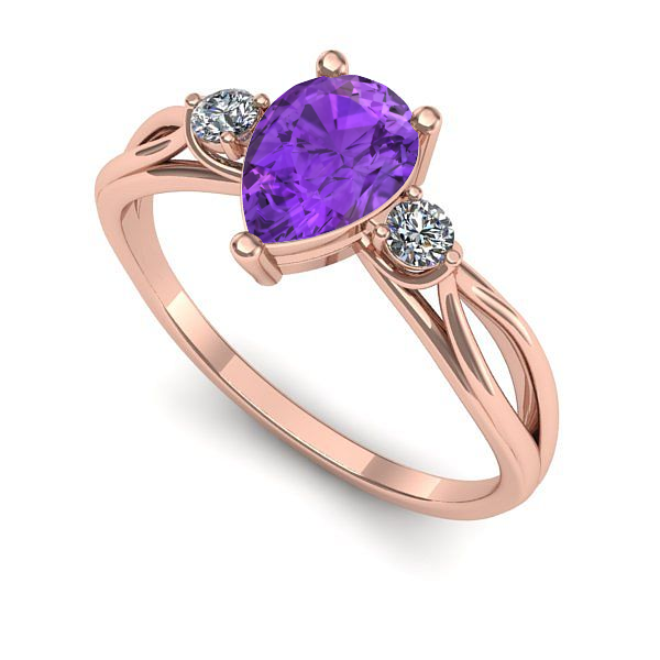 Inel din aur roz cu ametist